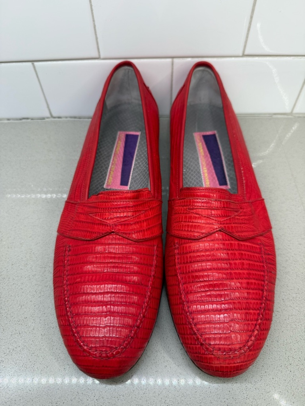 Vintage - 80s - RARE - Susan Bennis Warren Edwards - Red Leather Loafers